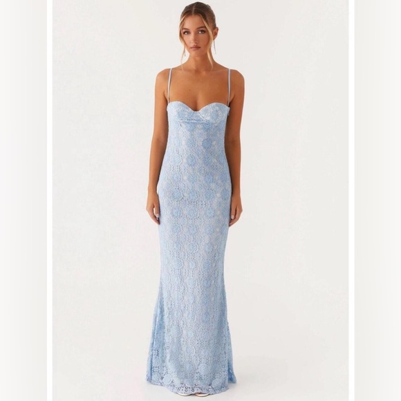Peppermayo Dresses & Skirts - Peppermayo baby blue lace maxi dress